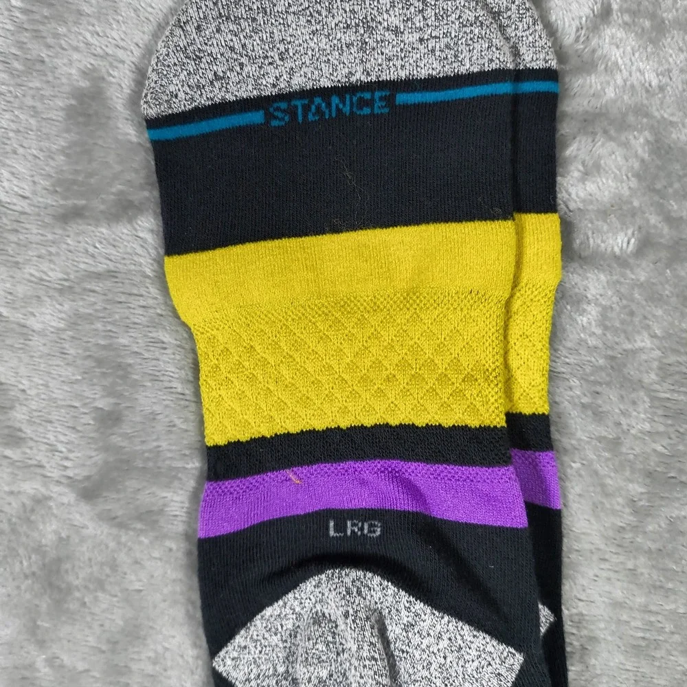 Los Angeles Lakers Socks Mens Large Black Stance Shortcut 2 Basketball NBA New